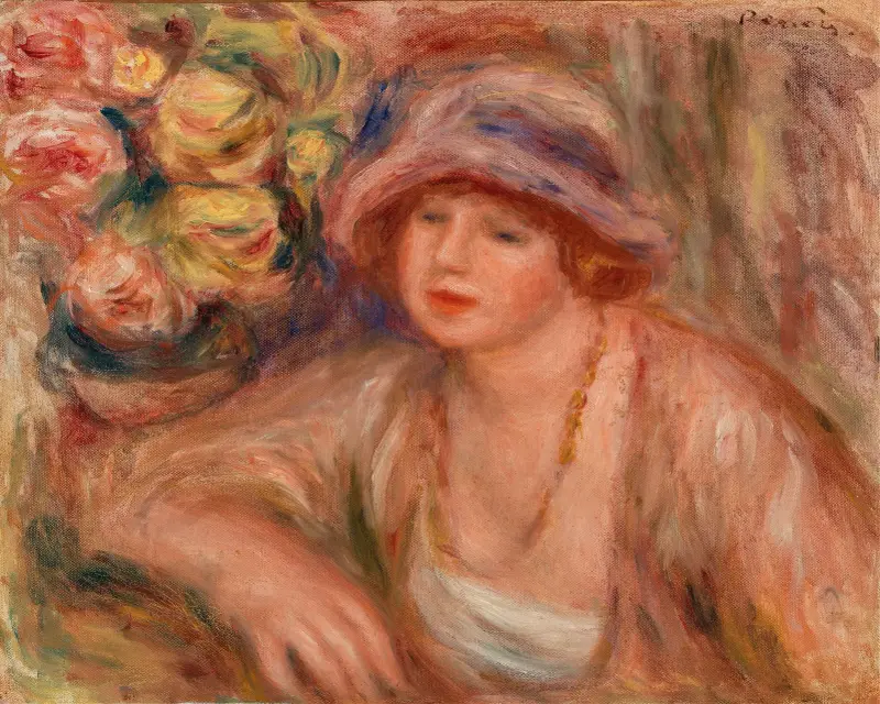 Woman Leaning (Femme accoudée) av Pierre-Auguste Renoir