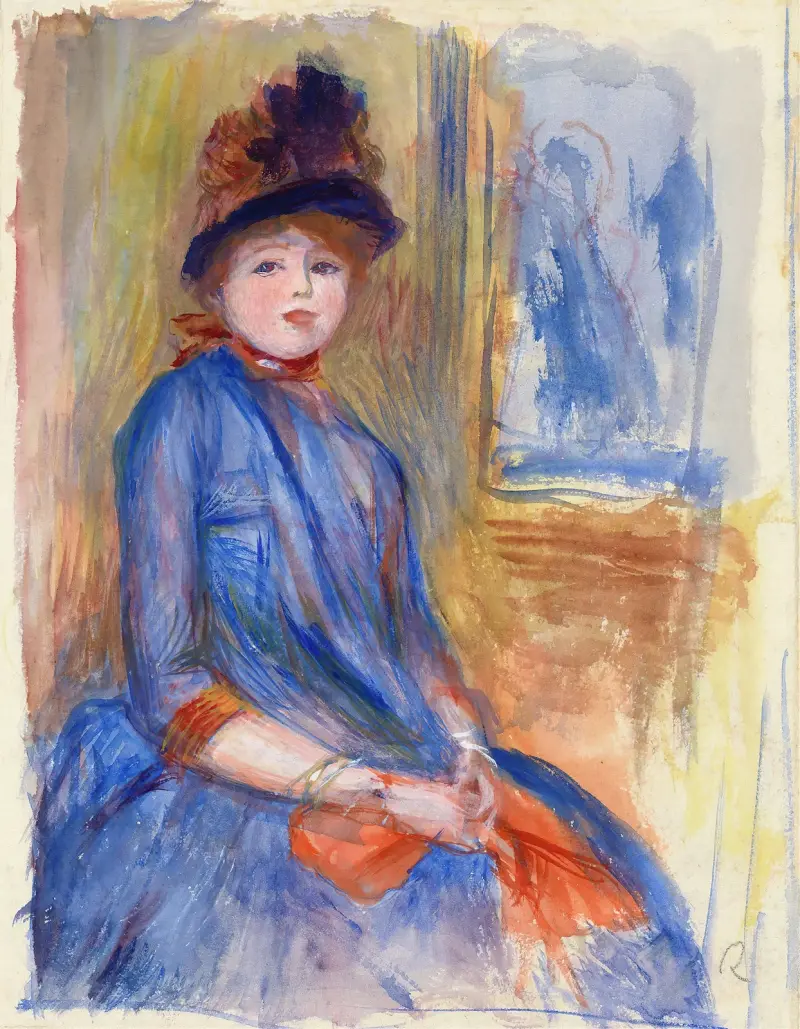 Young Girl in a Blue Dress av Pierre-Auguste Renoir