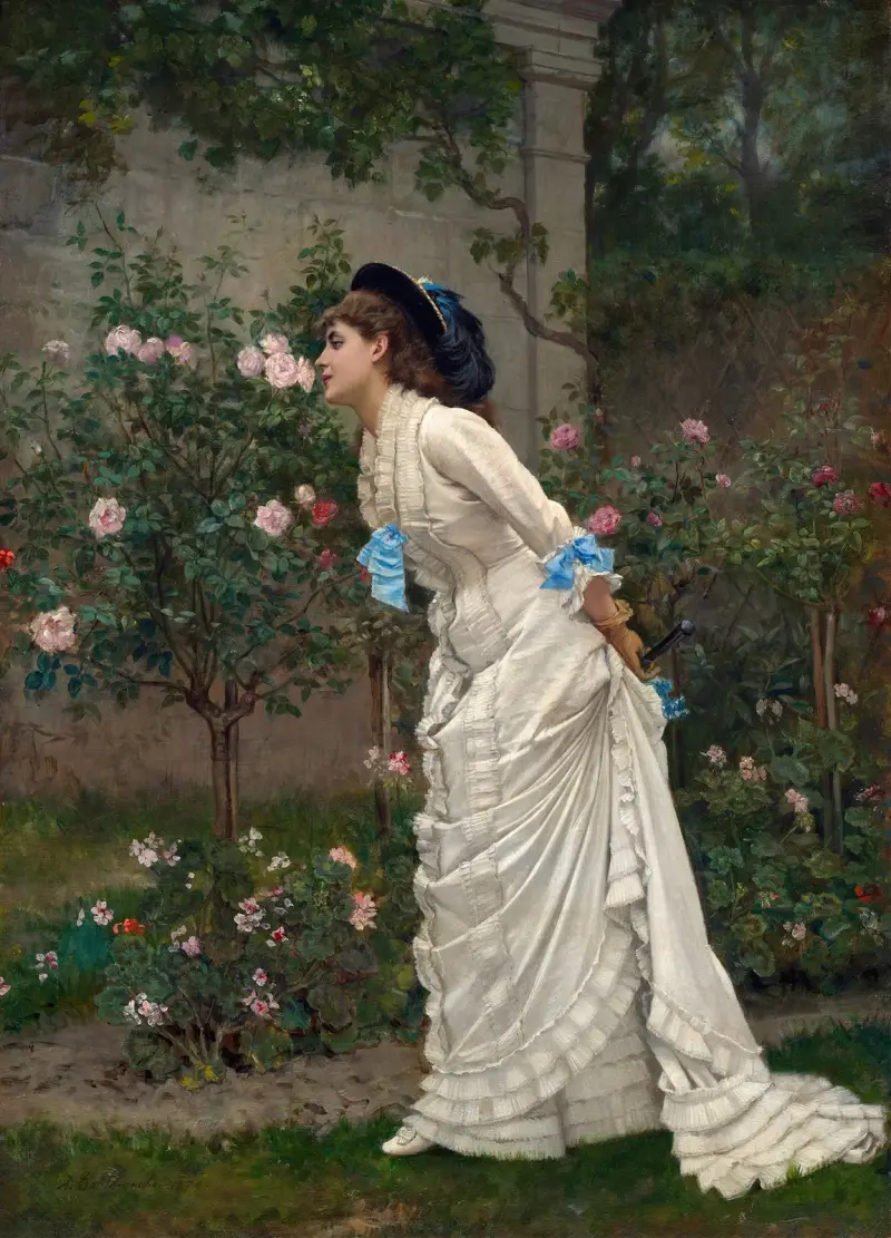 Woman And Roses av Auguste Toulmouche