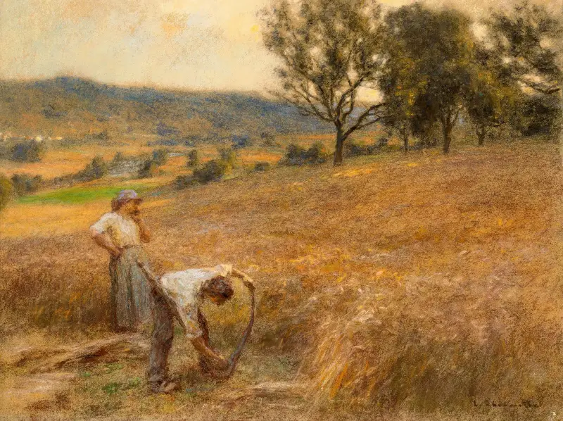 Skördemän, två figurer av Léon Augustin Lhermitte