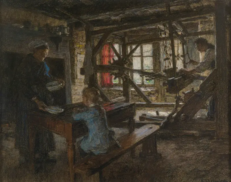 Figurer i en stuginteriör av Léon Augustin Lhermitte