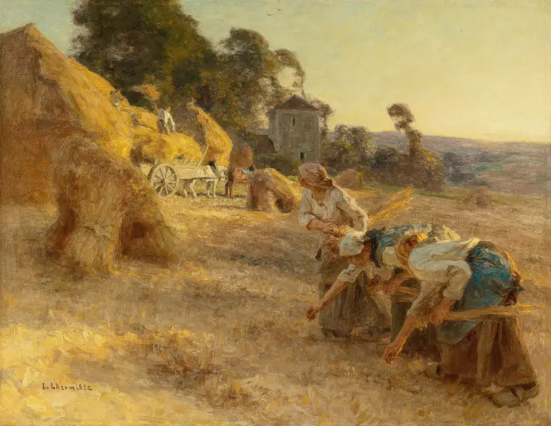 Kärringsamlare framför gamla stackar av Léon Augustin Lhermitte