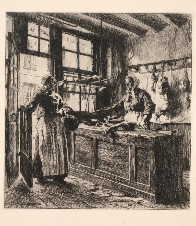 Interior of a Butcher Shop, 1881 – nr 2 av Léon Augustin Lhermitte