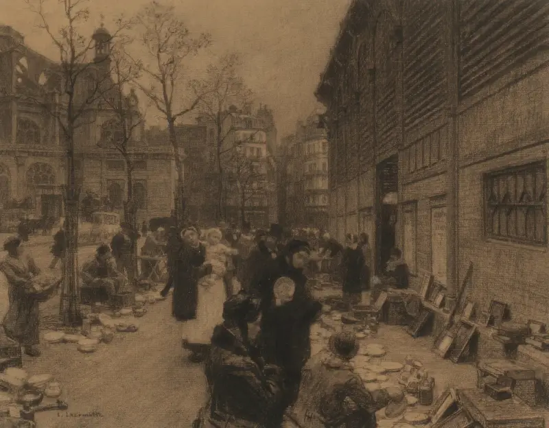 Les Abords des Halles av Léon Augustin Lhermitte