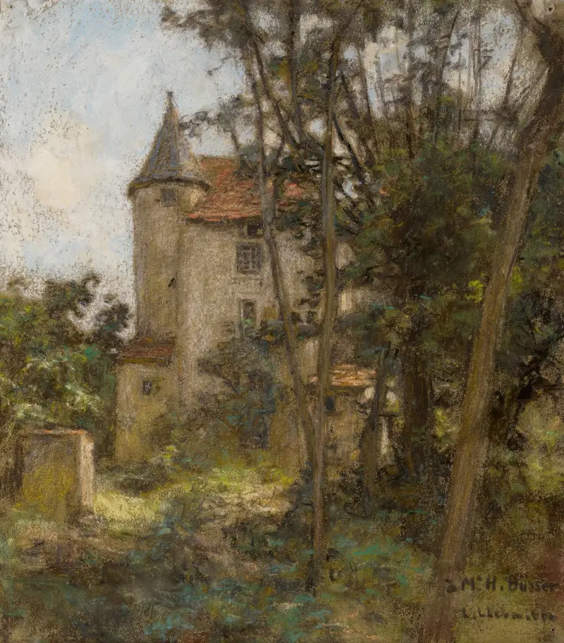 Omgivningarna vid ett gotiskt slott av Léon Augustin Lhermitte