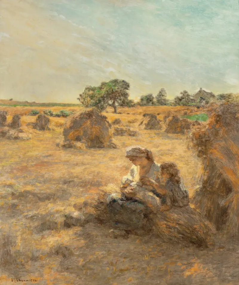 Skörd, ammande mor, tre figurer av Léon Augustin Lhermitte