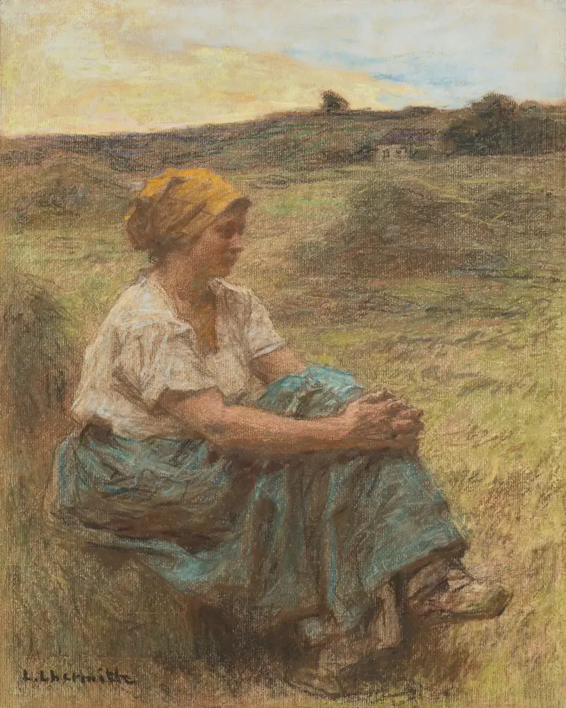 Skörd på kvällen i Mont-Saint-Père av Léon Augustin Lhermitte