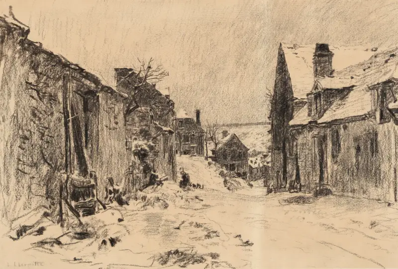 Mont-Saint-Père under snö eller snöeffekt av Léon Augustin Lhermitte