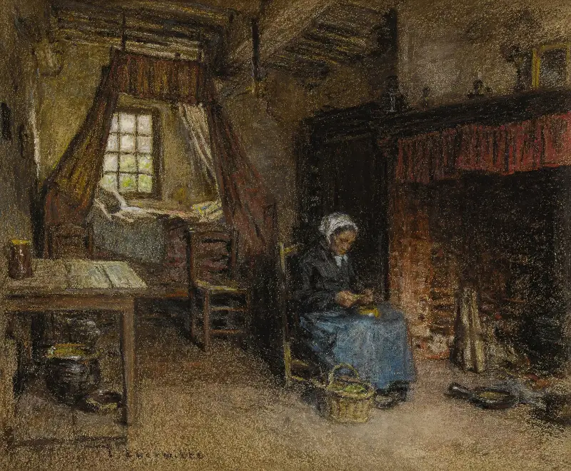Bäuerin vor dem Herd von Léon Augustin Lhermitte
