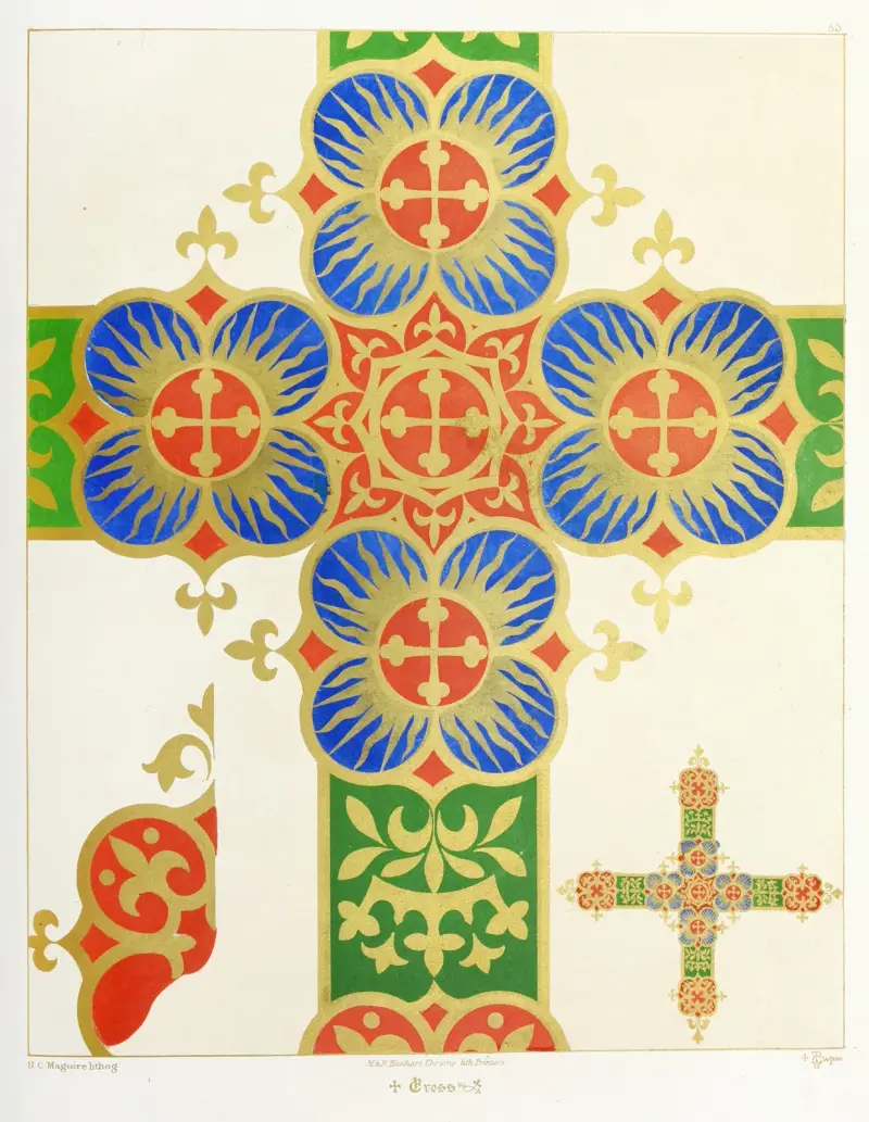 A Cross for a Frontal or Vestment, with Five Crosses, Bayonne and Crowns. av Augustus Pugin