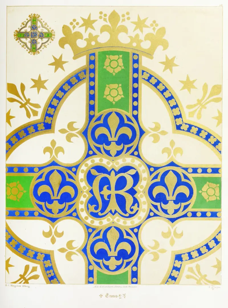 A Cross for a Frontal or Vestment, with Fleur-de-lis, Crowns and Stars av Augustus Pugin
