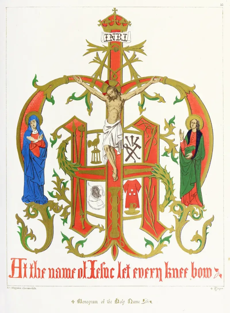 Monogramm des heiligen Namens, mit unserem Herrn, der heiligen Maria und dem heiligen Johannes von Augustus Pugin