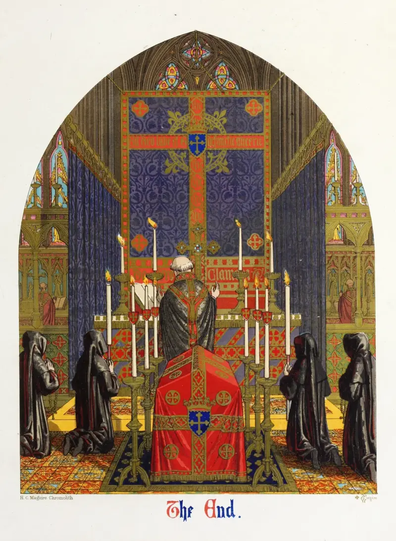 An Altar hung for a Funeral Mass av Augustus Pugin