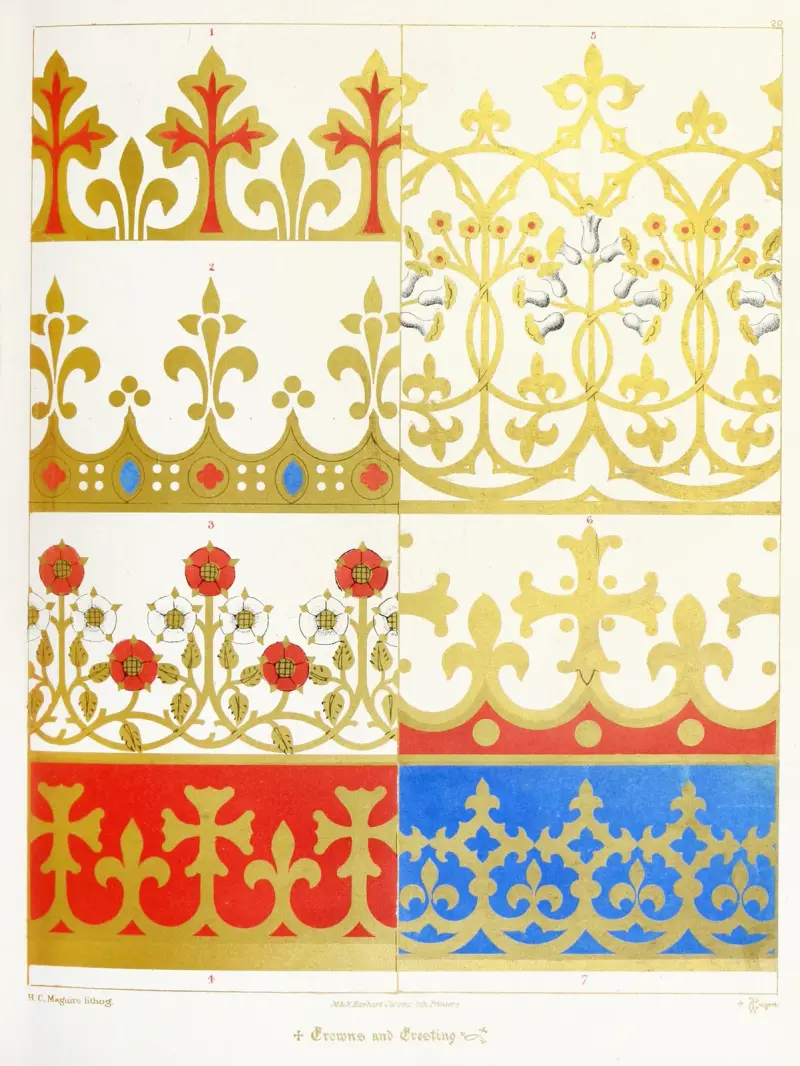 Kronen und Wappen von Augustus Pugin