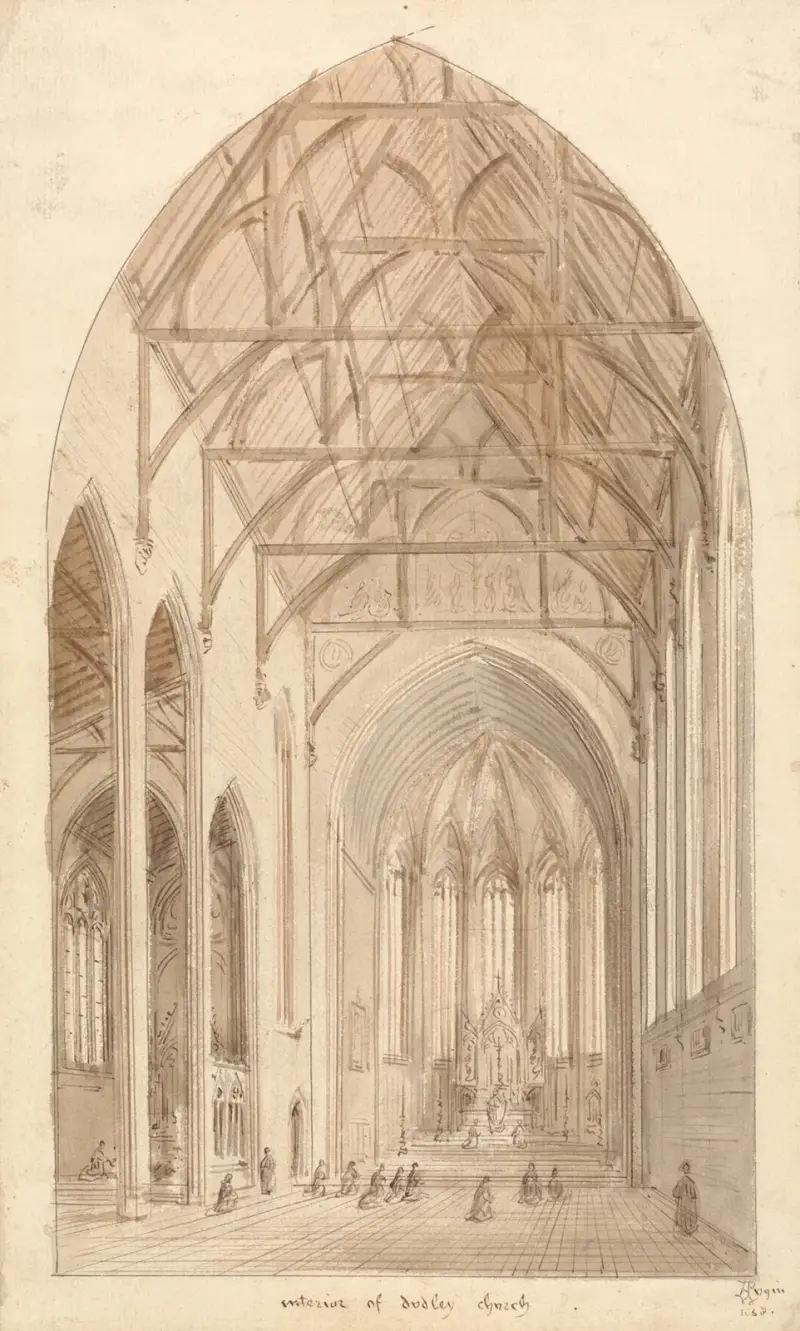 Nasza Błogosławiona Pani i św. Tomasz z Canterbury; Perspektywa wnętrza, Augustus Pugin