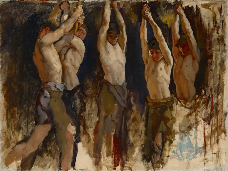 Figure Study, for The Spirit of Vulcan, Genius of the Workers in Iron and Steel, Rotunda, Pennsylvania State Capitol, Harrisburg av Edwin Austin Abbey