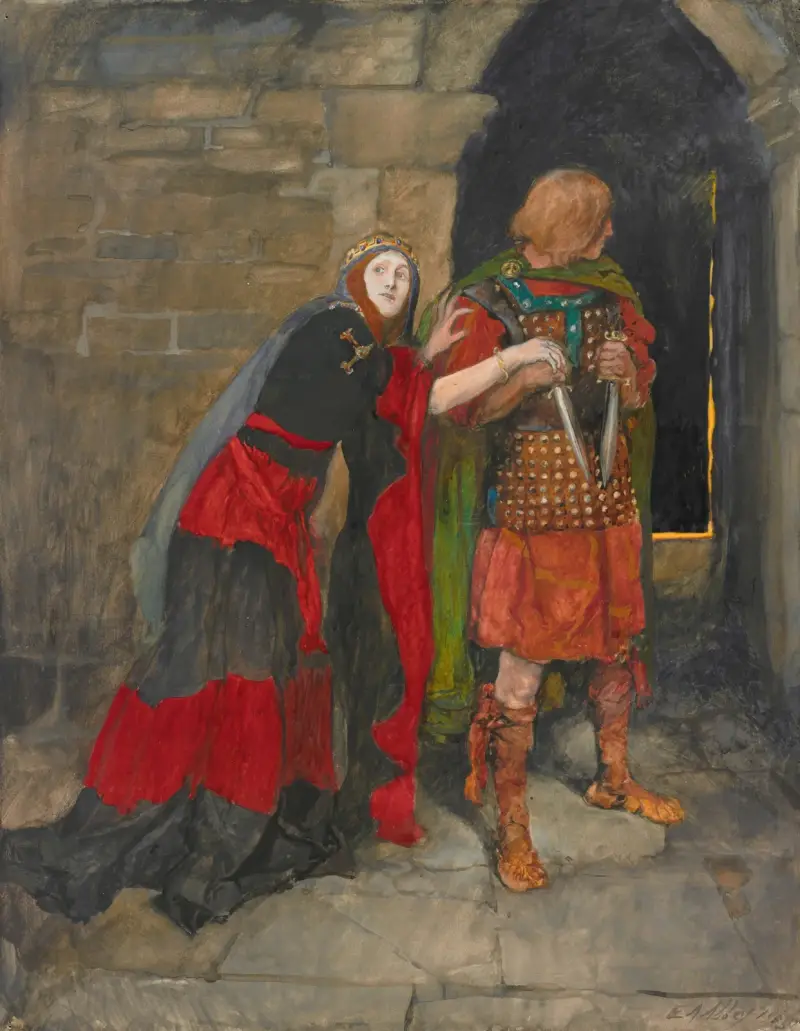 Lady Macbeth; ‘“Infirm of purpose! Give me the daggers…,’ Act II, Scene II, Macbeth av Edwin Austin Abbey
