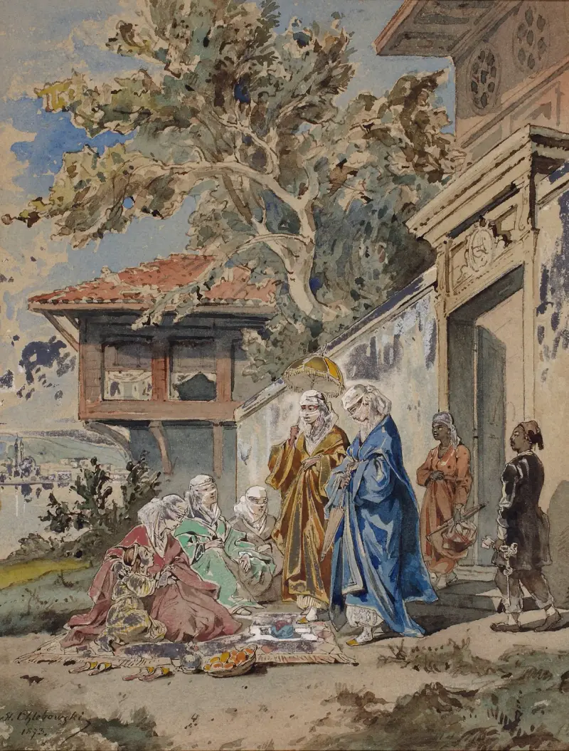 Scene from the life of Turkish women av Stanisław Chlebowski