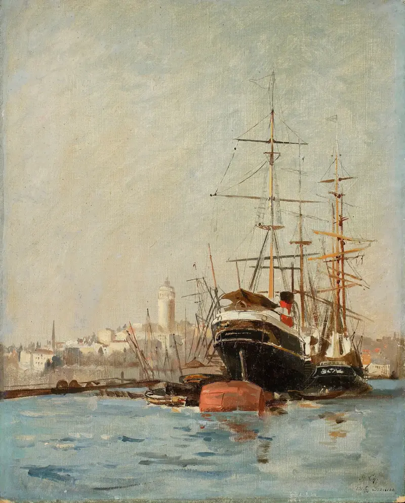 View of the seaport near Bursa av Stanisław Chlebowski