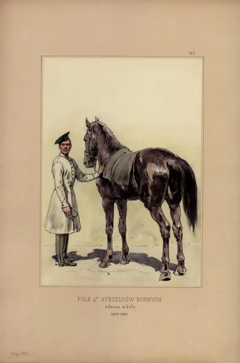 4:e beridna skyttregementet, soldat i kitel 1826–1830 av Bronisław Gembarzewski