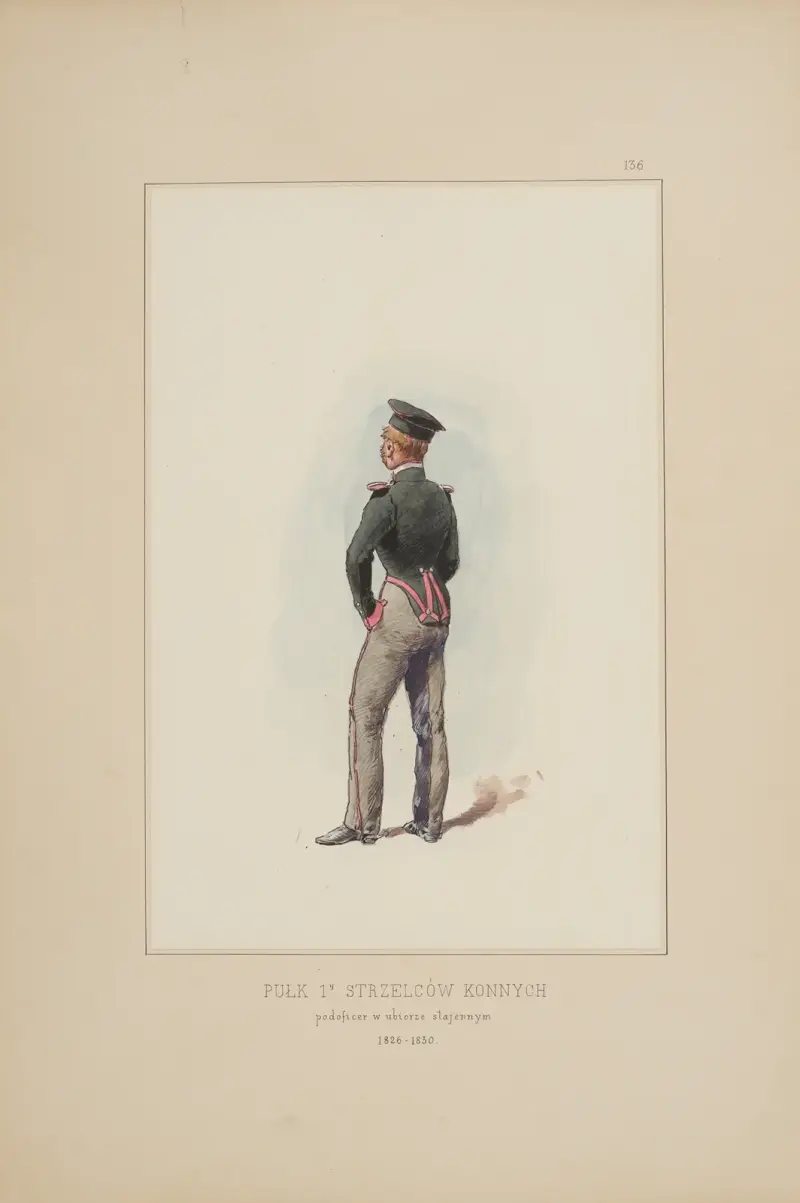 Pułk 1y Strzelców Konnych, podoficer w ubiorze stajennym 1826-1830 av Bronisław Gembarzewski