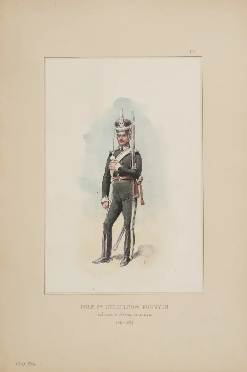 Pułk 2gi Strzelców Konnych, żołnierz w ubiorze paradnym 1815-1824 av Bronisław Gembarzewski