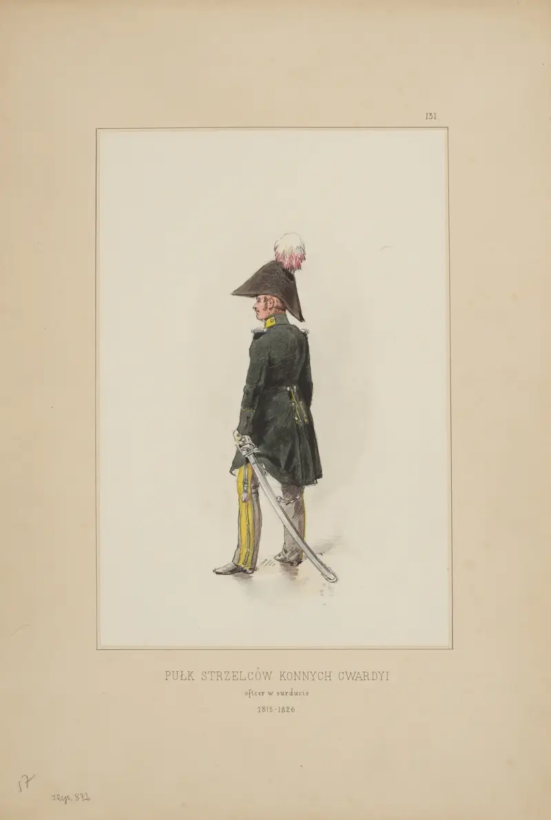 Pułk Strzelców Konnych Gwardyi, oficer w surducie, 1815-1826 av Bronisław Gembarzewski