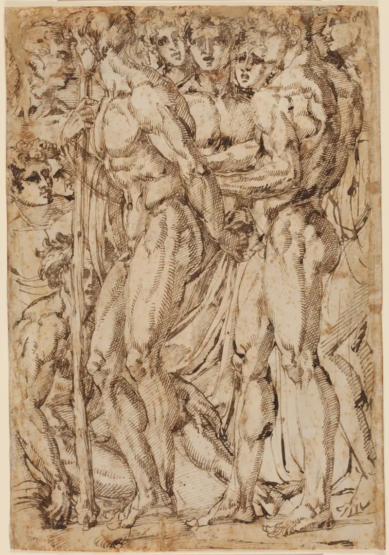 Studien nach männlichen Aktfiguren av Baccio Bandinelli