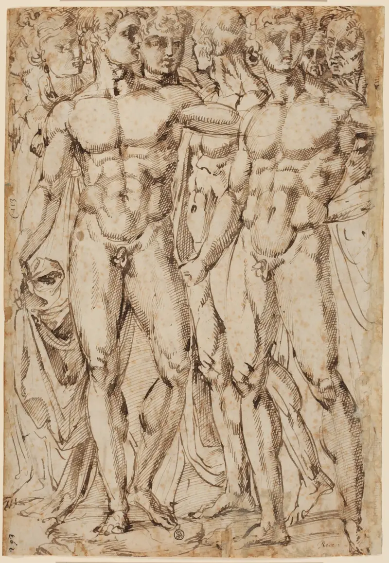 Studien nach männlichen und weiblichen Aktfiguren av Baccio Bandinelli