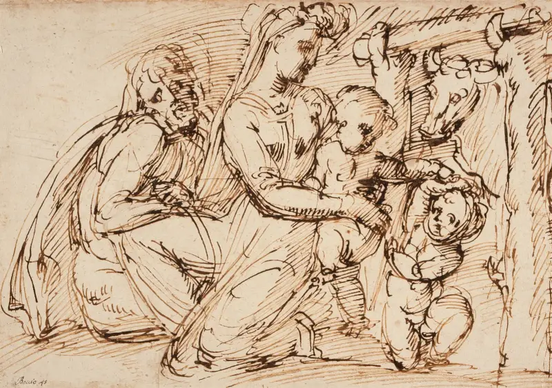 Den heliga familjen med Johannes Döparen av Baccio Bandinelli