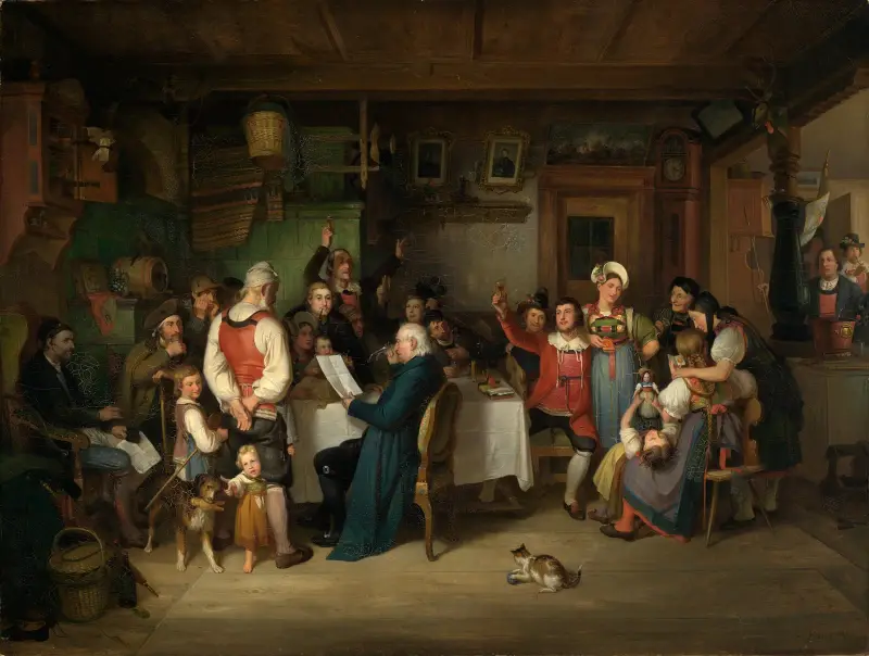 Die Preisverleihung des landwirtschaftlichen Vereins in einer Hotzenwälder Bauernstube von Johann Baptist Kirner
