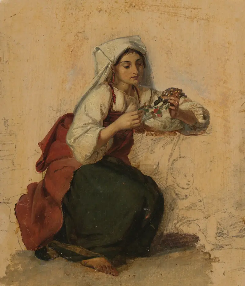 Ung italienska med en sköldpadda i vänster hand av Johann Baptist Kirner
