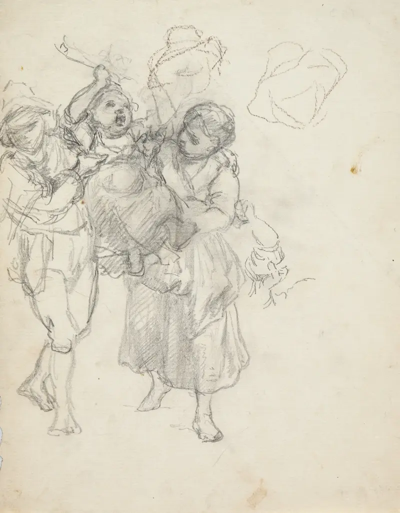 Preparatory study for; Italian children, playing av Johann Baptist Kirner