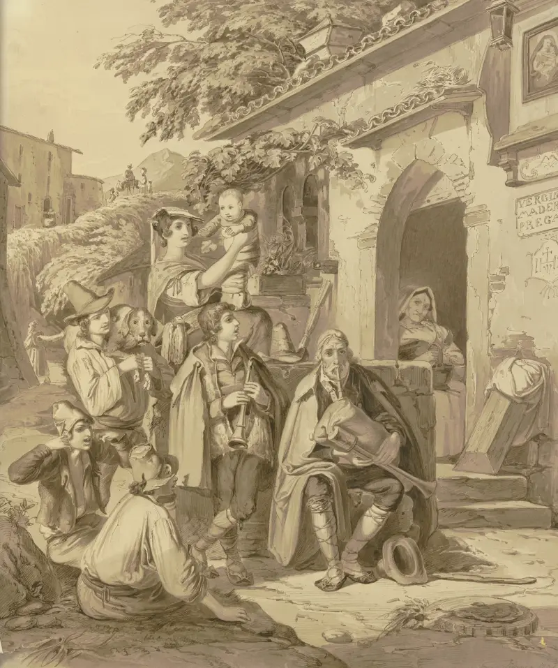 Gatumusikanter och åhörare av Johann Baptist Kirner