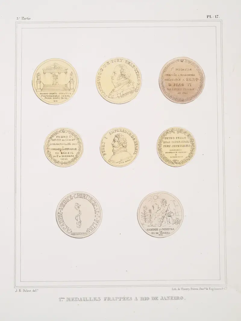 1-ères médailles frappées à Rio de Janeiro av Jean Baptiste Debret