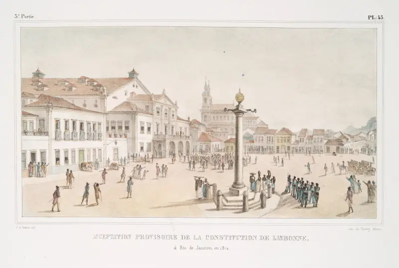 Provisoriskt antagande av Lissabonkonstitutionen i Rio de Janeiro 1821 av Jean Baptiste Debret