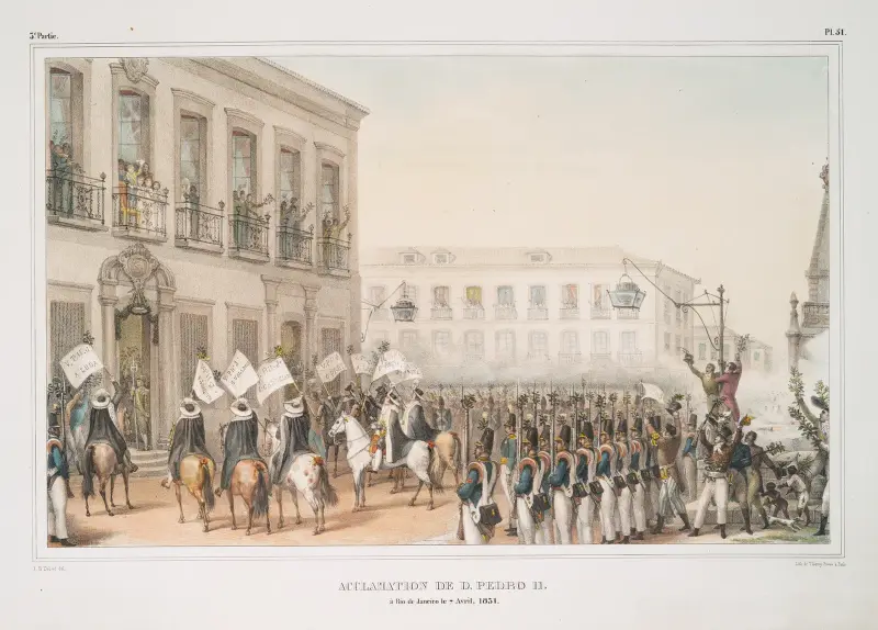 Acclamation de D. Pedro II à Rio de Janeiro le 7 Avril, 1851 av Jean Baptiste Debret