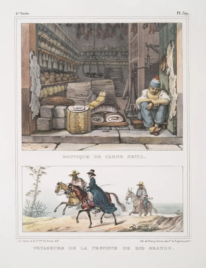 Fleischladen; Reisende aus der Provinz Rio Grande von Jean Baptiste Debret