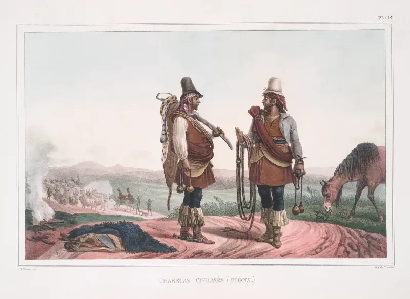 Civiliserade charruas (Pions) av Jean Baptiste Debret
