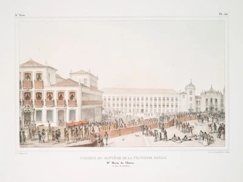 Cortége du baptême de la princesse royale Dona Maria de Gloria à Rio de Janeiro av Jean Baptiste Debret