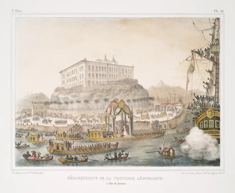 Débarquement de la princesse Léopoldine à Rio de Janeiro av Jean Baptiste Debret