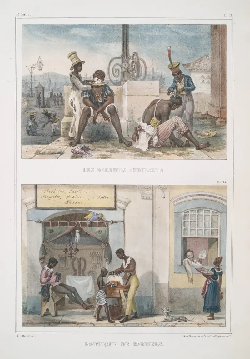 Wandernde Barbiere; Barbierladen von Jean Baptiste Debret