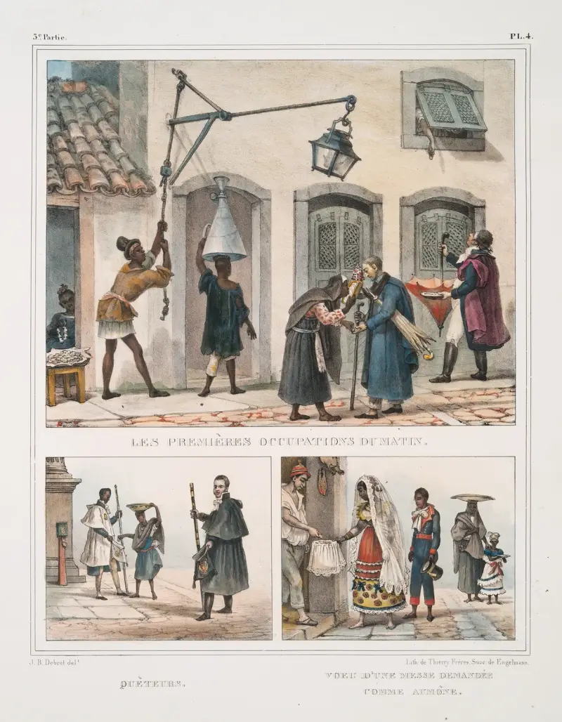 Les premières occupations du matin; Quêteurs; Voeu d’une messe demandée comme aumône av Jean Baptiste Debret