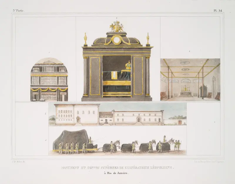 Grabdenkmal und Trauerzug für Kaiserin Leopoldine in Rio de Janeiro von Jean Baptiste Debret