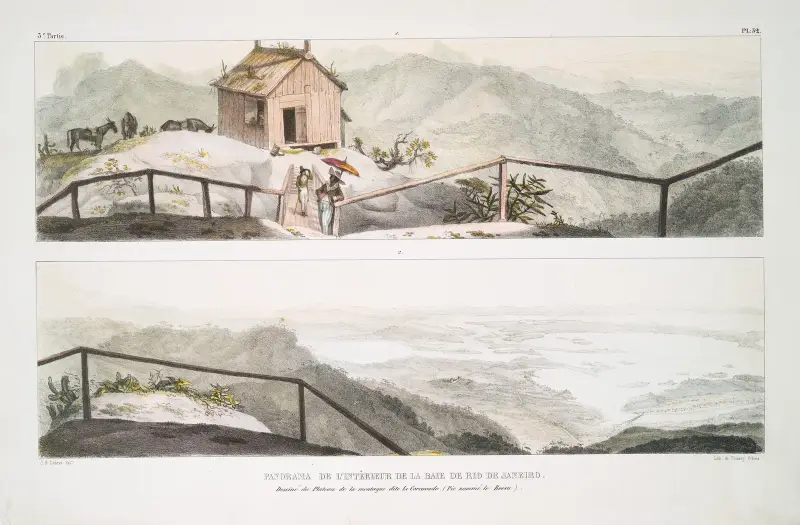 Panorama de l’intérieur de la baie de Rio de Janeiro av Jean Baptiste Debret