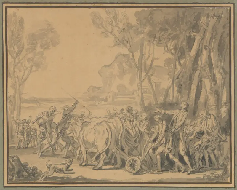 En bonde anförtror plogen åt sin son av Jean-Baptiste Greuze
