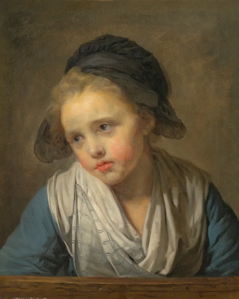 Flicka vid en balustrad av Jean-Baptiste Greuze