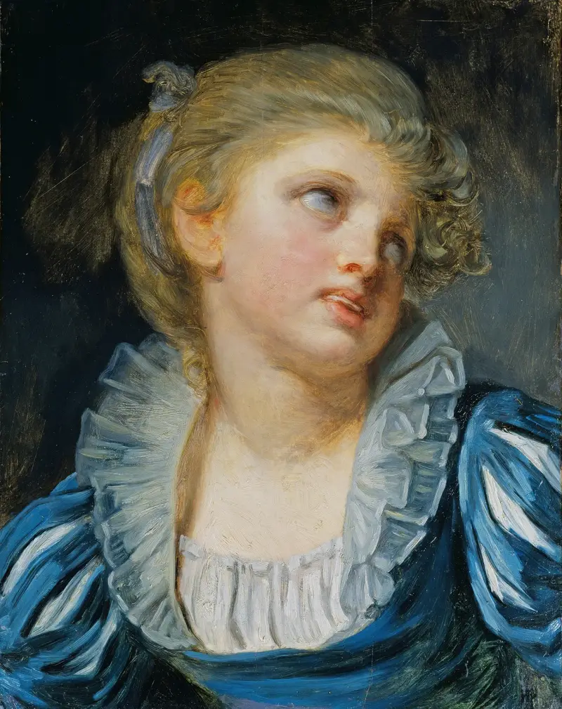 Flicka i blå klänning av Jean-Baptiste Greuze