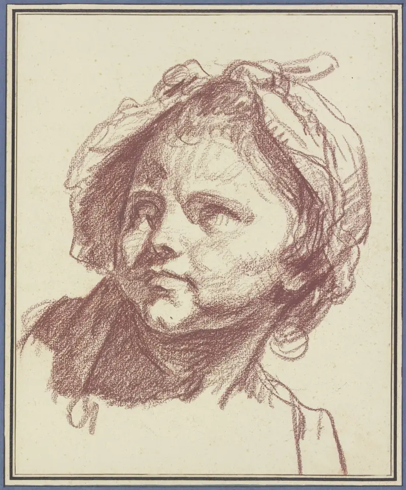Flickhuvud med hätta av Jean-Baptiste Greuze