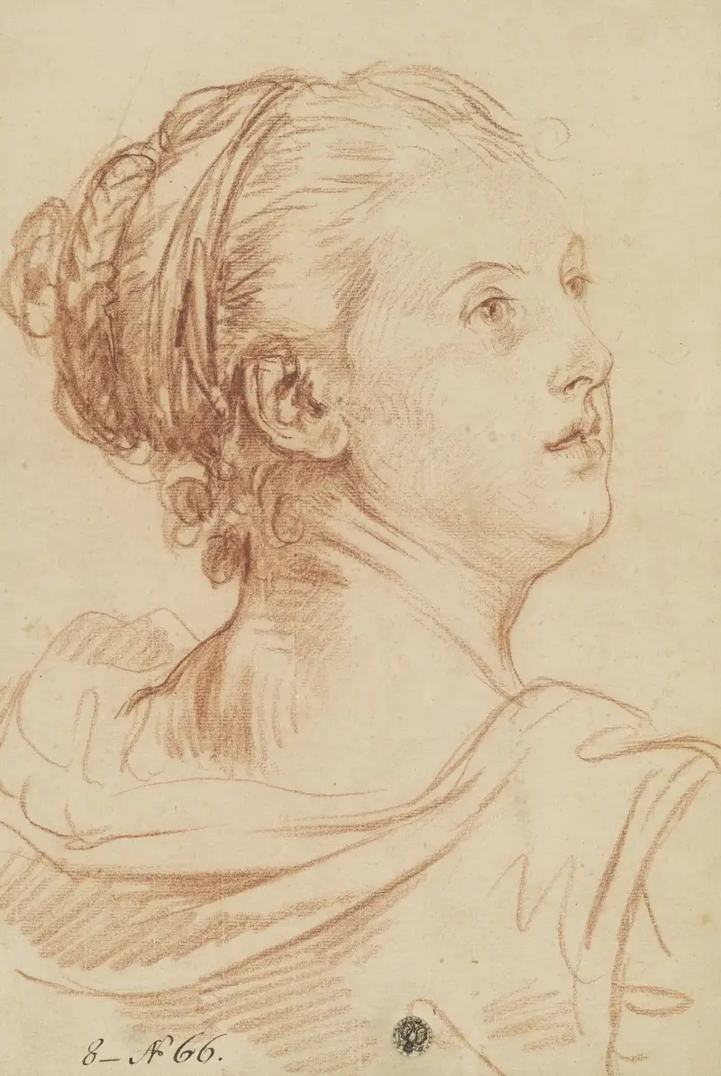 Kvinna som ser sig över axeln av Jean-Baptiste Greuze